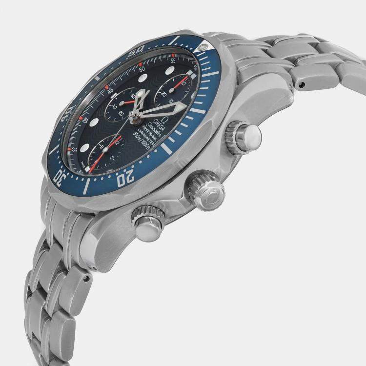 Pre Owned Omega Blue Stainless Steel Seamaster Diver 2599.80 Automatic Men's Wristwatch 42 mm