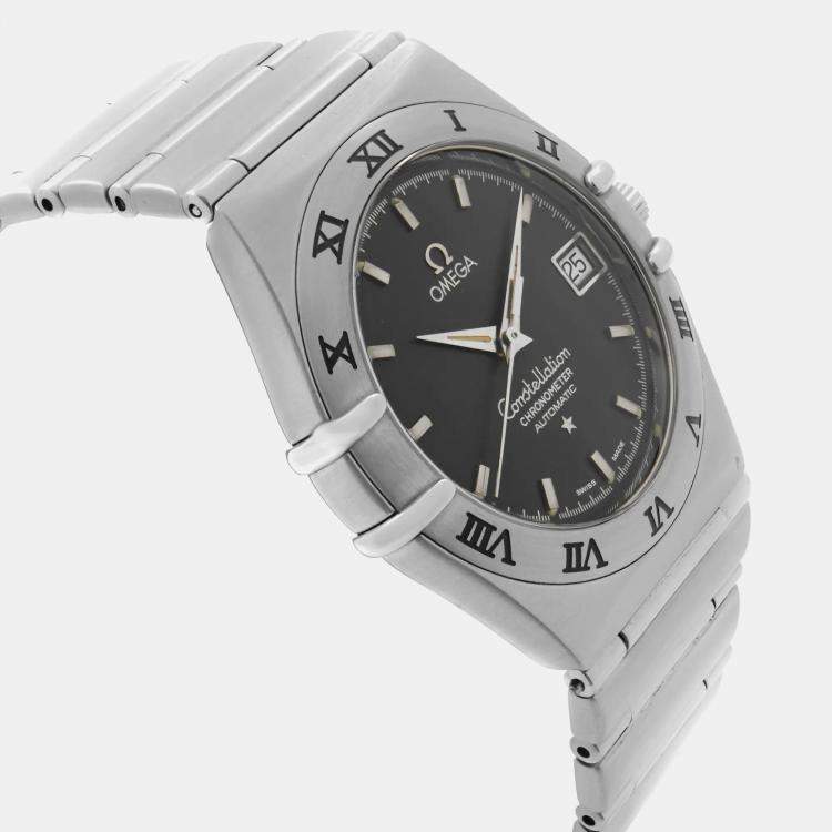 Pre Owned Omega Blue Stainless Steel Constellation 368.1201 Automatic Men's Wristwatch 35 mm 