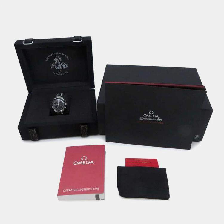 Pre Owned Omega Black Stainless Steel Speedmaster 310.30.40.50.06.001 Manual Winding Men's Wristwatch 39 mm