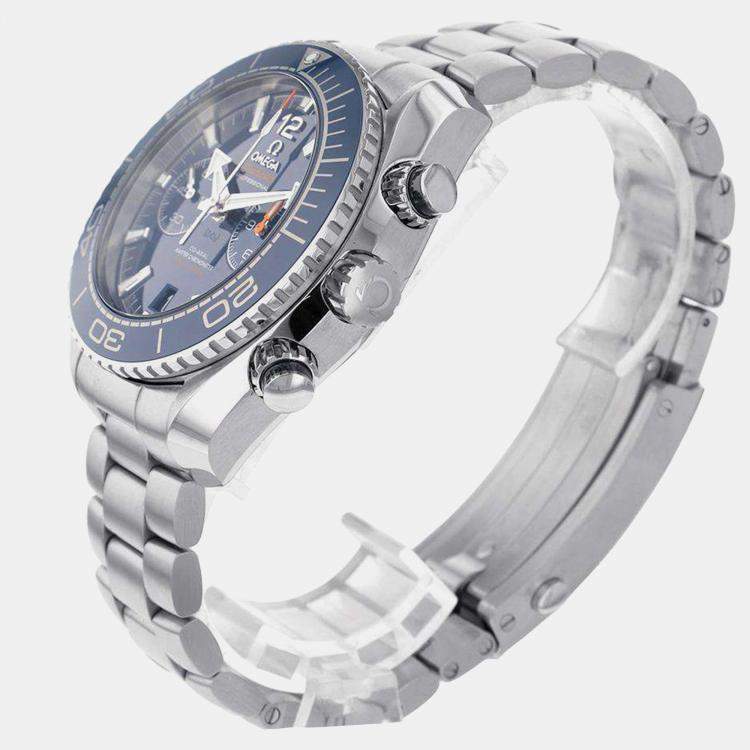 Pre Owned Omega Blue Stainless Steel Seamaster Planet Ocean 215.30.46.51.03.001 Automatic Men's Wristwatch 45.5mm