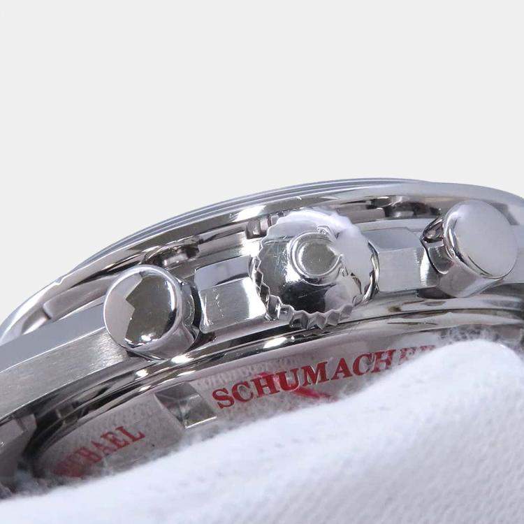 Pre Owned Omega Ivory Stainless Steel Speedmaster Schumacher 3853.32 Automatic Men's Wristwatch 42 mm