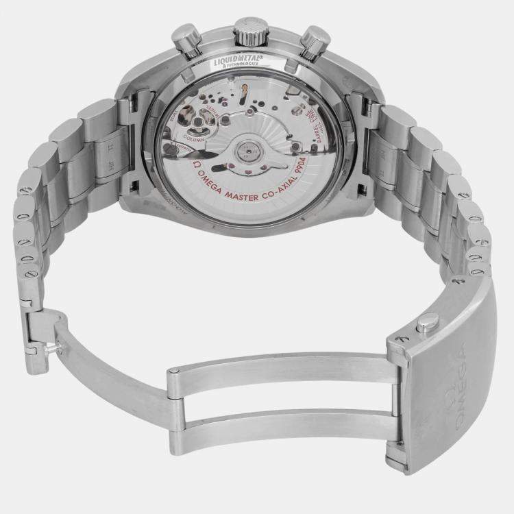Pre Owned Omega Black Stainless Steel Speedmaster Moonphase 304.30.44.52.01.001 Automatic Men's Wristwatch 44 mm