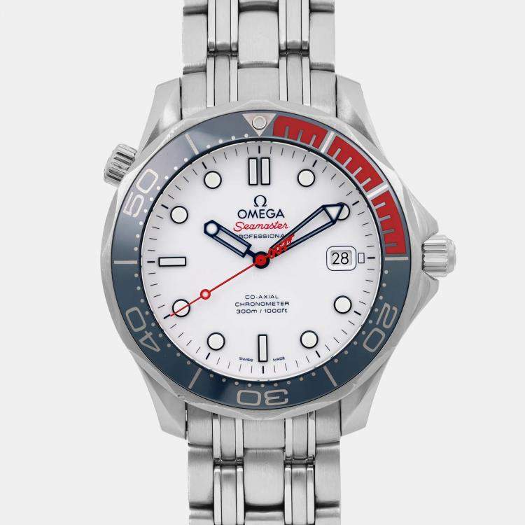 Pre Owned Omega White Stainless Steel Seamaster 212.32.41.20.04.00 Automatic Men's Wristwatch 41 mm