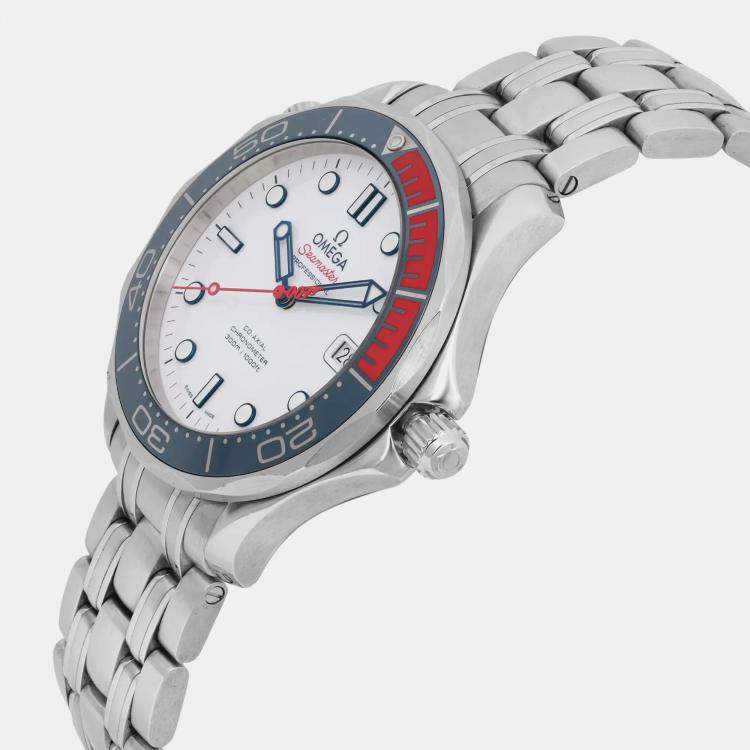 Pre Owned Omega White Stainless Steel Seamaster 212.32.41.20.04.00 Automatic Men's Wristwatch 41 mm