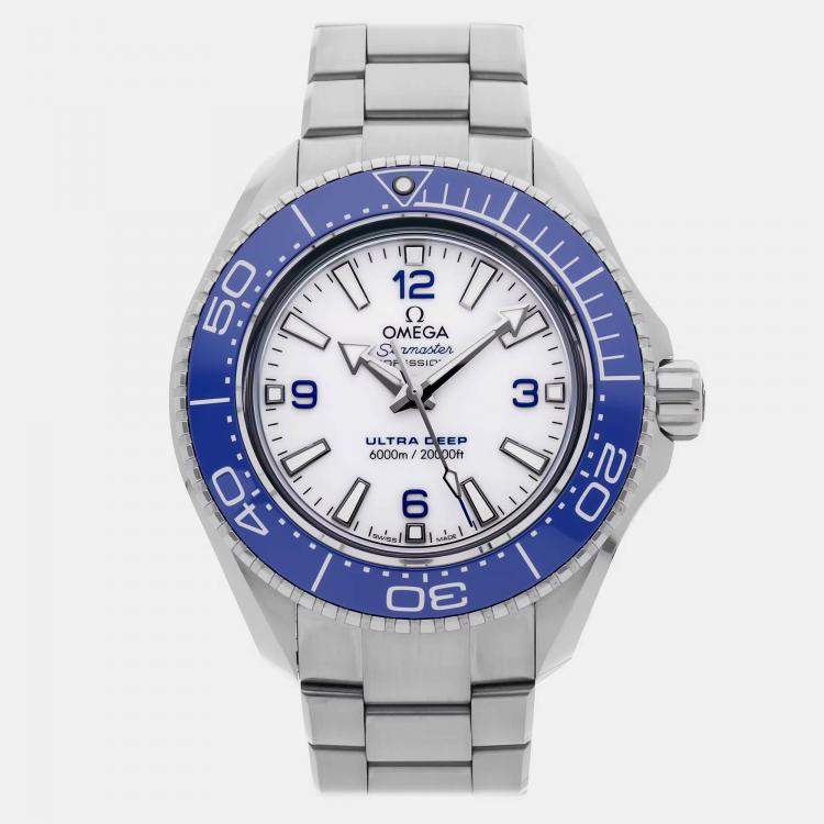 Pre Owned Omega Seamaster Planet Ocean 215.30.46.21.04.001 Automatic White Stainless Steel Men’s Wristwatch 45 mm