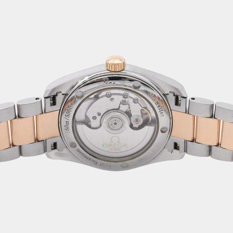 Pre Owned Omega Seamaster Aqua Terra 2304.30 Automatic White 18k Rose Gold Stainless Steel Men's Wristwatch 36 mm