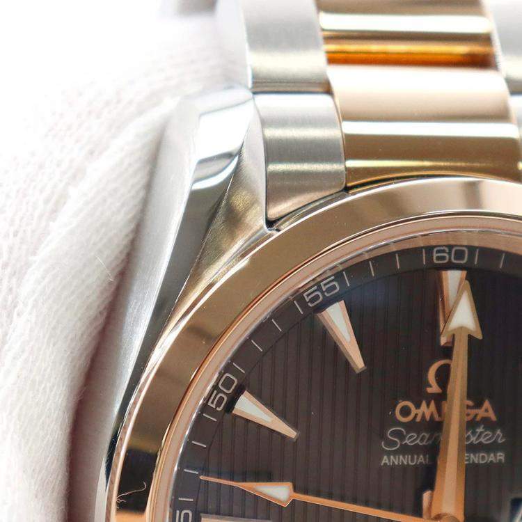 Pre Owned Omega Seamaster Aqua Terra 231.20.39.22.06.001 Automatic Grey 18k Rose Gold Stainless Steel Men's Wristwatch 38.5 mm