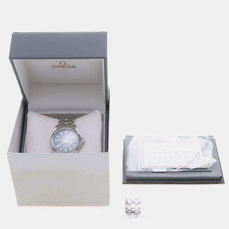 Pre Owned Omega Seamaster Quartz Blue Stainless Steel Men's Wristwatch 36 mm