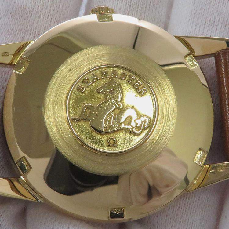 Pre Owned Omega Seamaster 14704-3SC Automatic Black 18k Yellow Gold Men's Wristwatch 33 mm