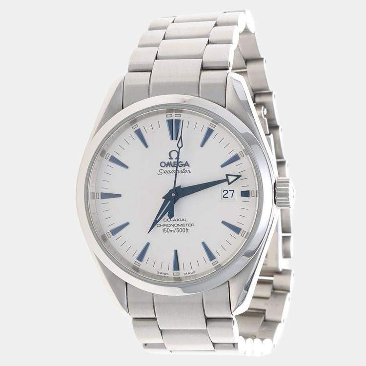 Pre Owned Omega Seamaster Aqua Terra Automatic White Stainless Steel Men's Wristwatch 39mm