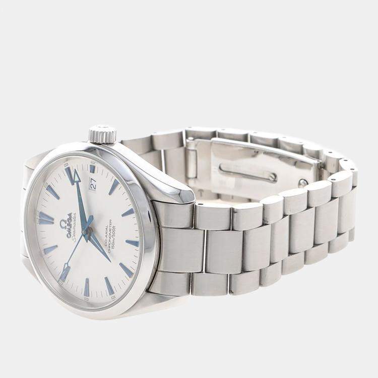 Pre Owned Omega Seamaster Aqua Terra Automatic White Stainless Steel Men's Wristwatch 39mm