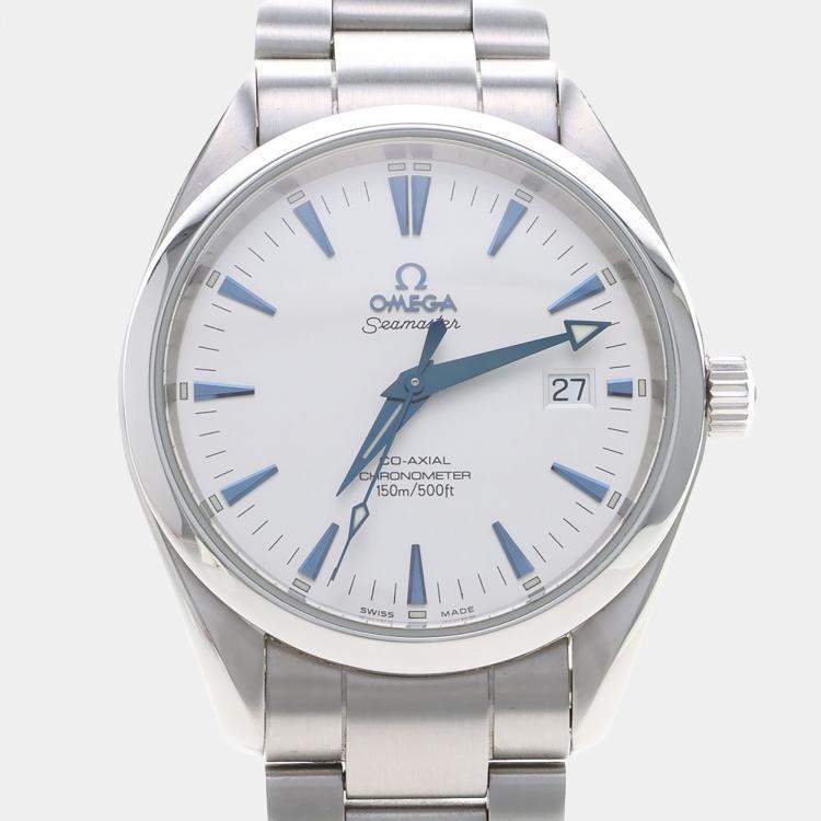 Pre Owned Omega Seamaster Aqua Terra Automatic White Stainless Steel Men's Wristwatch 39mm