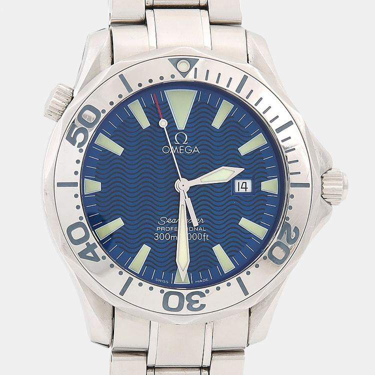 مملوكة مسبقًا Omega Seamaster Diver 300 2265.80 Quartz Blue Stainless Steel Men's Wristwatch 41mm