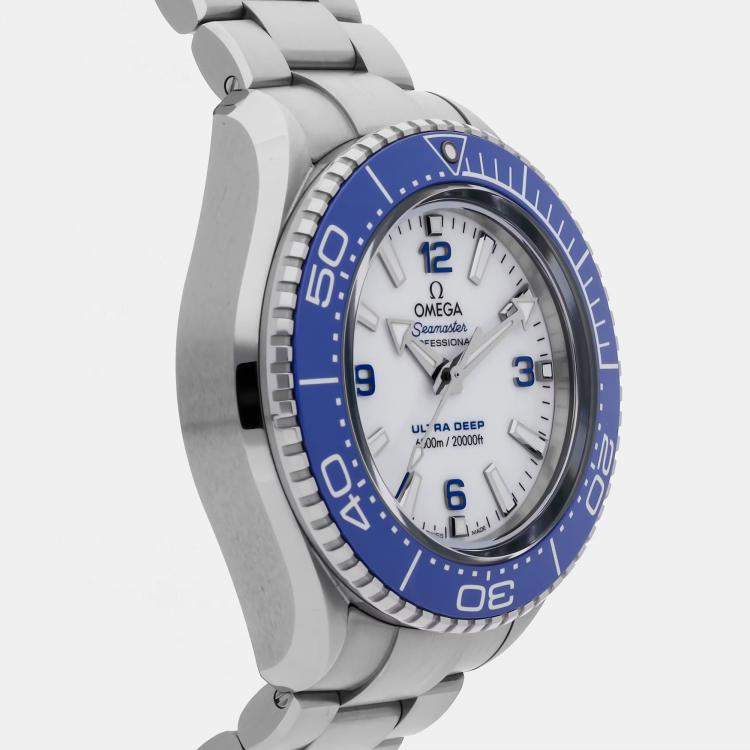 Pre Owned Pre-Owned Omega Seamaster Planet Ocean 6000M Ultra Deep O-MEGASTEEL 215.30.46.21.04.001 White Automatic Stainless Steel Men's Wristwatch 45 MM