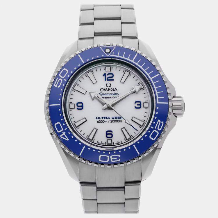 Pre Owned Pre-Owned Omega Seamaster Planet Ocean 6000M Ultra Deep O-MEGASTEEL 215.30.46.21.04.001 White Automatic Stainless Steel Men's Wristwatch 45 MM