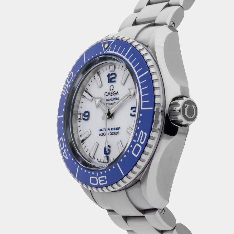 Pre Owned Pre-Owned Omega Seamaster Planet Ocean 6000M Ultra Deep O-MEGASTEEL 215.30.46.21.04.001 White Automatic Stainless Steel Men's Wristwatch 45 MM