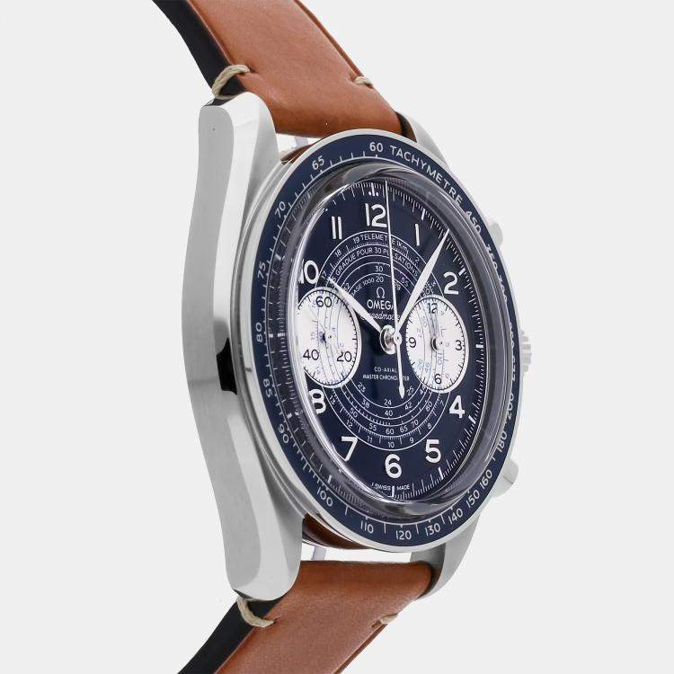 Pre Owned Pre-Owned Omega Speedmaster Chronoscope 329.32.43.51.03.001 Blue Manual Winding Stainless Steel Men's Wristwatch 43 MM