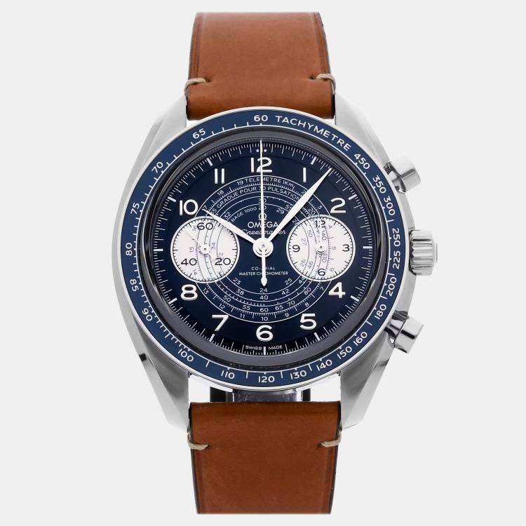 Pre Owned Pre-Owned Omega Speedmaster Chronoscope 329.32.43.51.03.001 Blue Manual Winding Stainless Steel Men's Wristwatch 43 MM