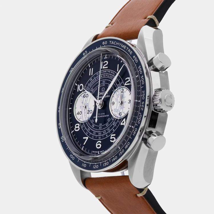 Pre Owned Pre-Owned Omega Speedmaster Chronoscope 329.32.43.51.03.001 Blue Manual Winding Stainless Steel Men's Wristwatch 43 MM