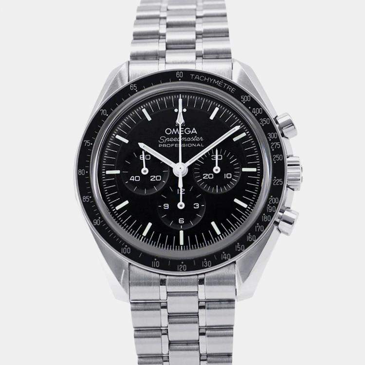 Pre Owned Omega Speedmaster Moonwatch 310.30.42.50.01.002 Manual Winding Black Stainless Steel Men's Wristwatch 42 mm
