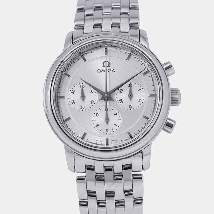 Pre Owned Omega De Ville 4540.31.00 Manual Winding Silver Stainless Steel Men's Wristwatch 36 mm