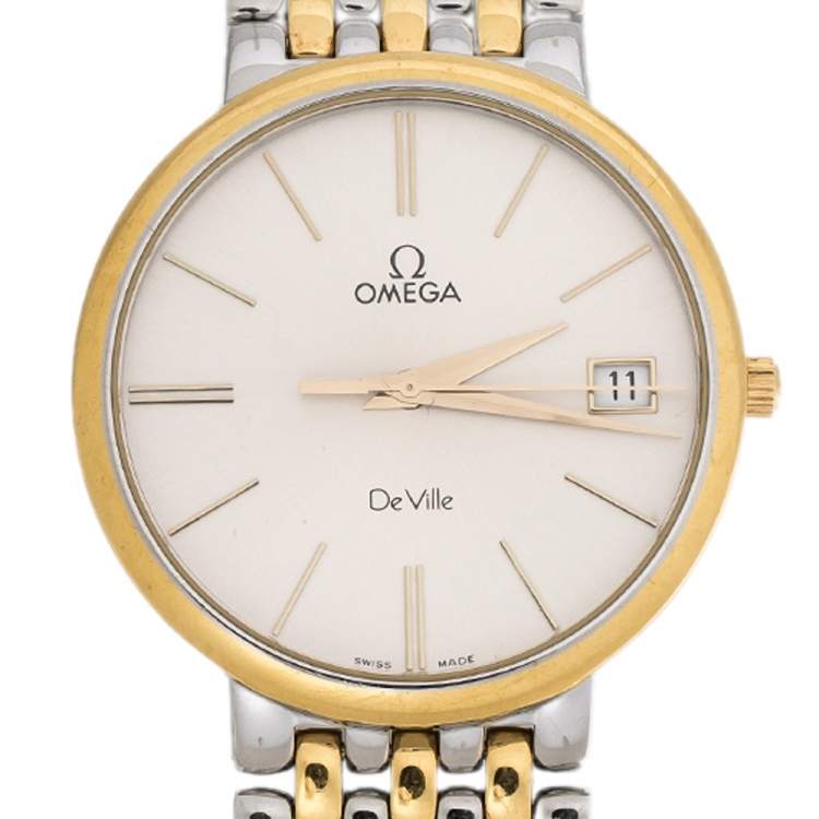 Pre Owned Omega Silver Two-Tone Stainless Steel De Ville 396.2432 Men's Wristwatch 32 mm