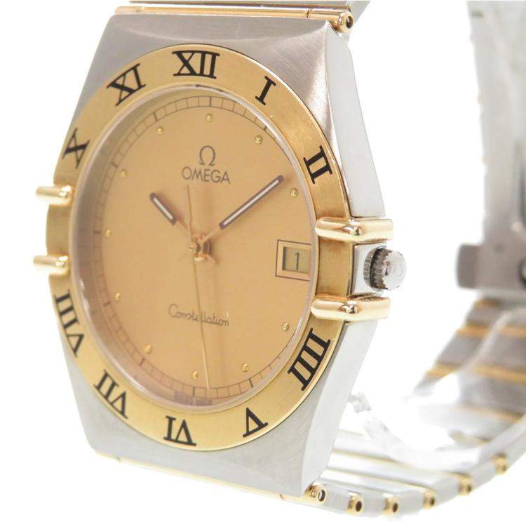 Pre Owned Omega Gold 18K Yellow Gold Stainless Steel Constellation Men's Wristwatch 32MM