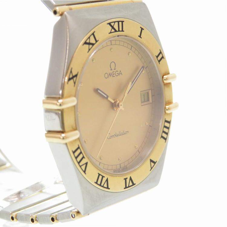 Pre Owned Omega Gold 18K Yellow Gold Stainless Steel Constellation Men's Wristwatch 32MM