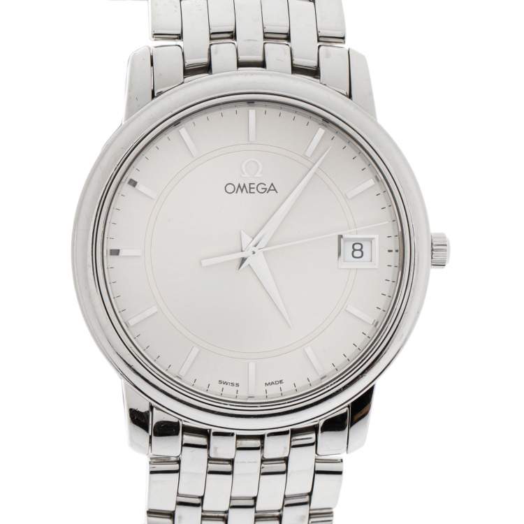 Pre Owned Omega Silver Stainless Steel De Ville 196.1150 Men's Wristwatch 34 mm