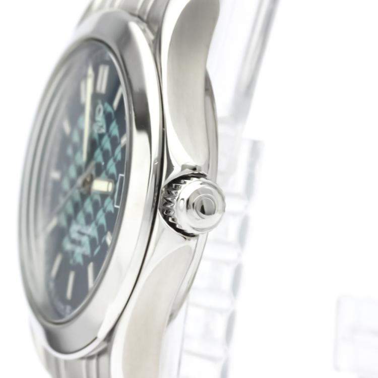 Pre Owned Omega Blue Stainless Steel Seamaster 120M Jacques Mayol Ltd Edition 2508.80 Men's Wristwatch 36 MM