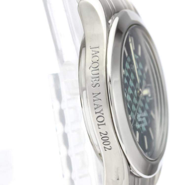 Pre Owned Omega Blue Stainless Steel Seamaster 120M Jacques Mayol Ltd Edition 2508.80 Men's Wristwatch 36 MM