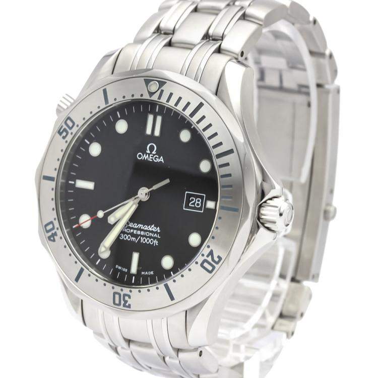 مملوكة مسبقًا Omega Black Stainless Steel Seamaster Professional 300M 2261.50 Men's Wristwatch 41 MM