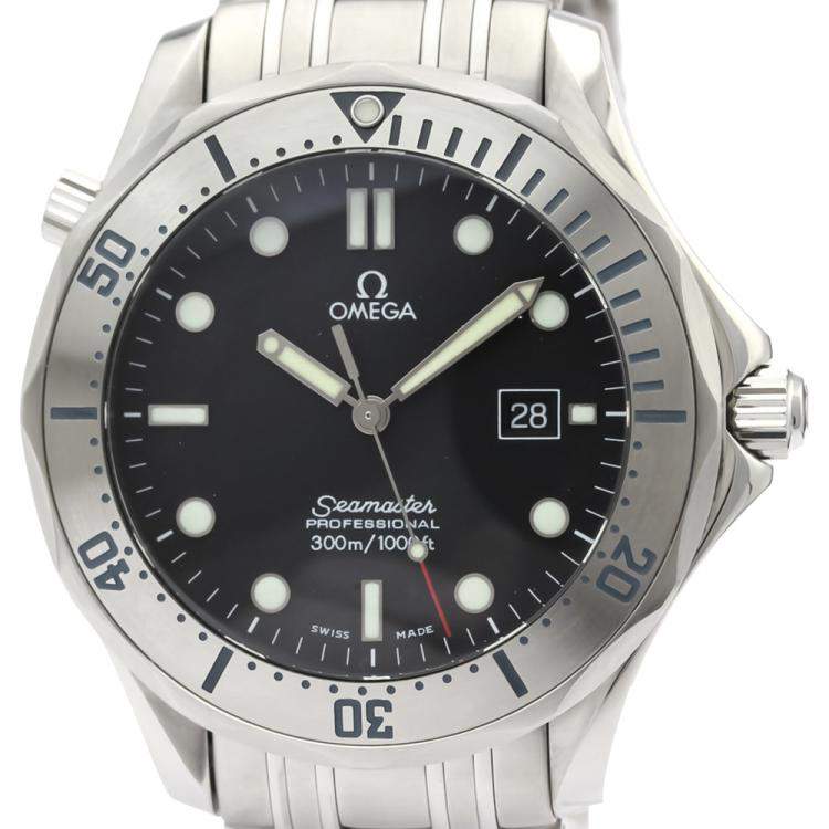 مملوكة مسبقًا Omega Black Stainless Steel Seamaster Professional 300M 2261.50 Men's Wristwatch 41 MM