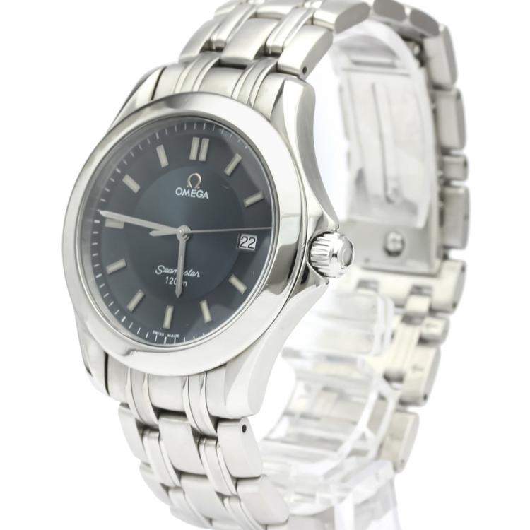 Pre Owned Omega Blue Stainless Steel Seamaster Quartz 2511.82 Men's Wristwatch 36 MM