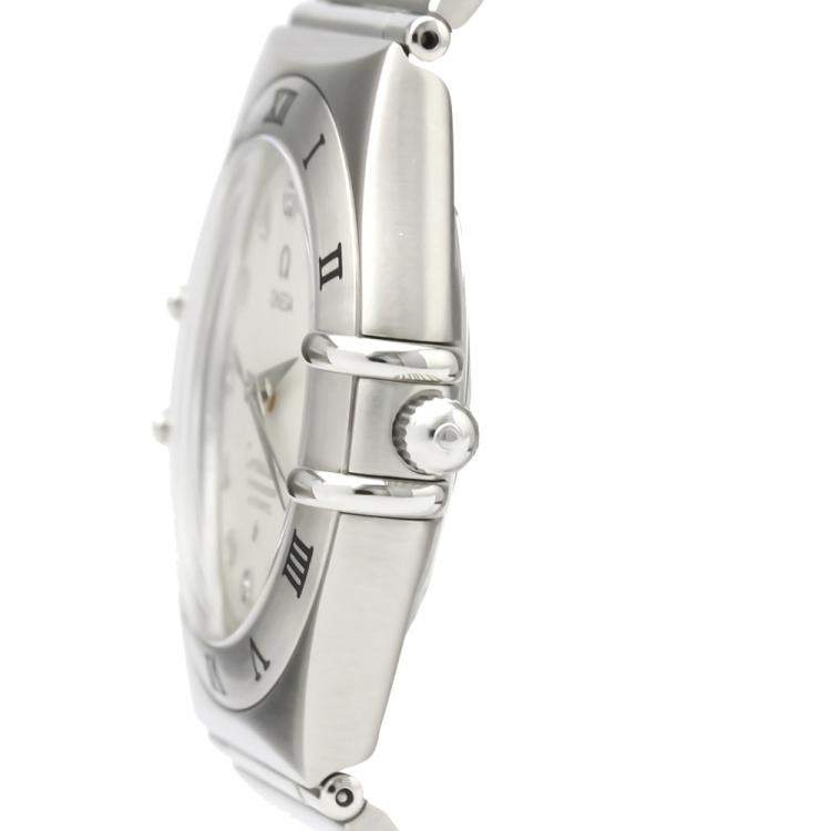 Pre Owned Omega Silver Diamonds Stainless Steel Constellation 1504.35 Men's Wristwatch 40 MM