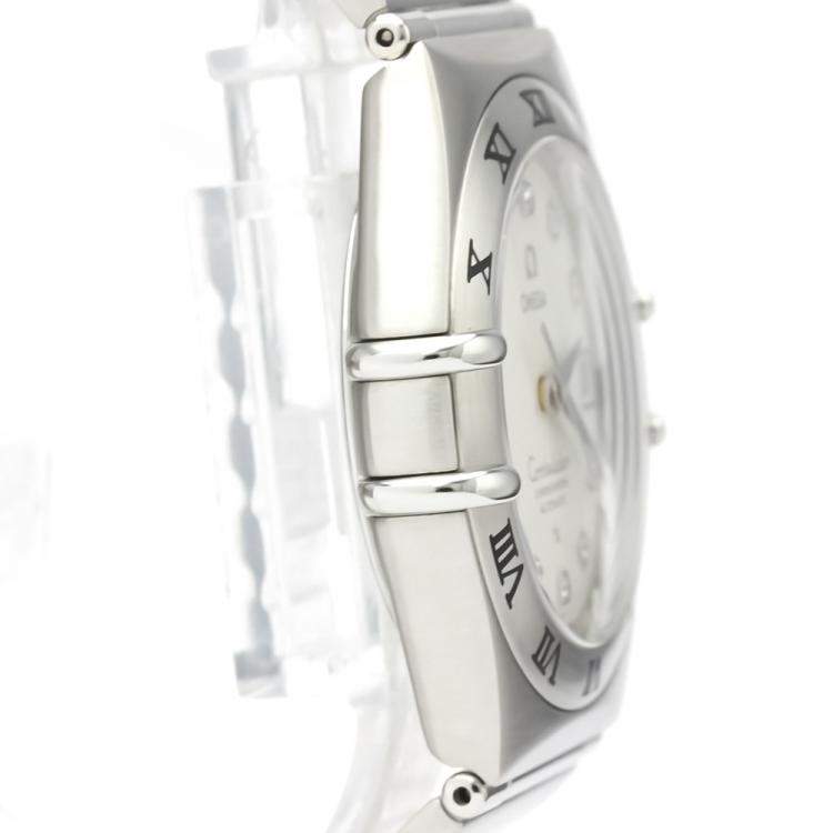 Pre Owned Omega Silver Diamonds Stainless Steel Constellation 1504.35 Men's Wristwatch 40 MM
