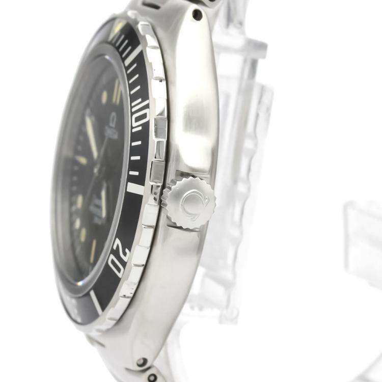 Pre Owned Omega Black Stainless Steel Seamaster Professional 200M 396.1052 Quartz Men's Wristwatch 36 MM