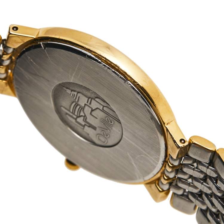 Pre Owned Omega Champagne Two Tone Stainless Steel De Ville 395.0875.2 Men's Wristwatch 32.5 mm 