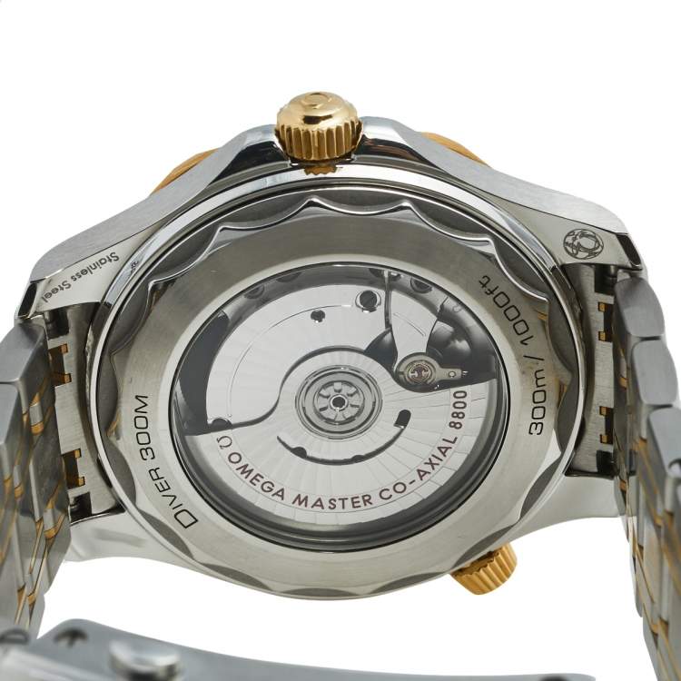 Pre Owned Omega Blue 18k Yellow Gold Stainless Steel Seamaster 210.20.42.20.03.001 Men's Wristwatch 42 mm