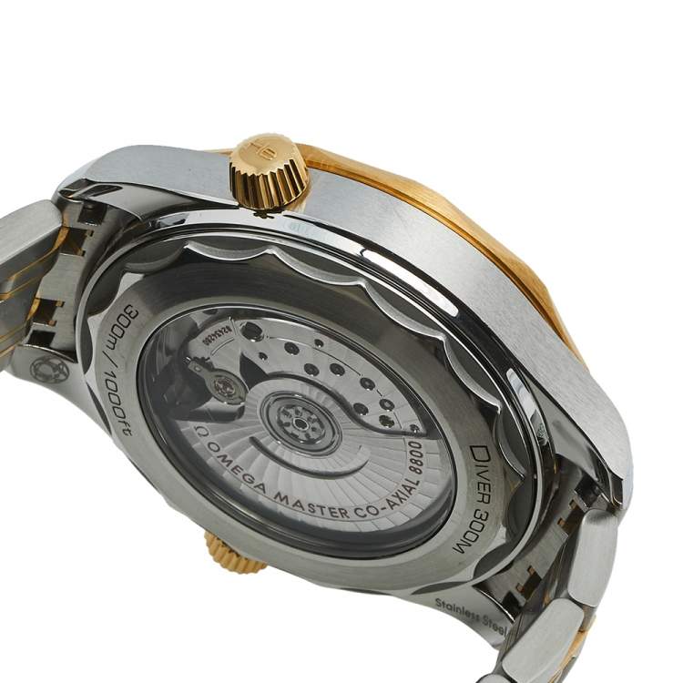 Pre Owned Omega Blue 18k Yellow Gold Stainless Steel Seamaster 210.20.42.20.03.001 Men's Wristwatch 42 mm