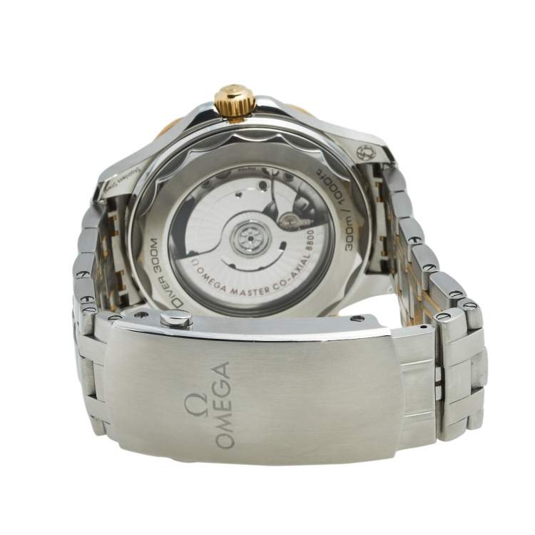 Pre Owned Omega Blue 18k Yellow Gold Stainless Steel Seamaster 210.20.42.20.03.001 Men's Wristwatch 42 mm