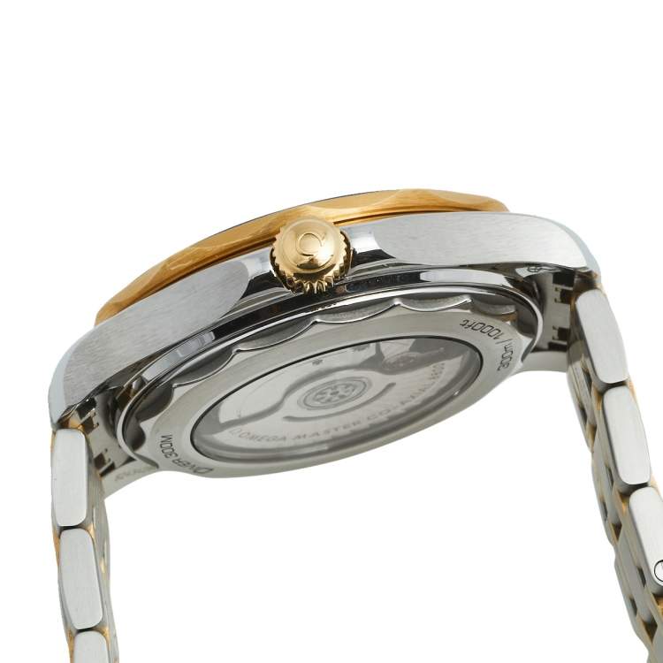 Pre Owned Omega Blue 18k Yellow Gold Stainless Steel Seamaster 210.20.42.20.03.001 Men's Wristwatch 42 mm