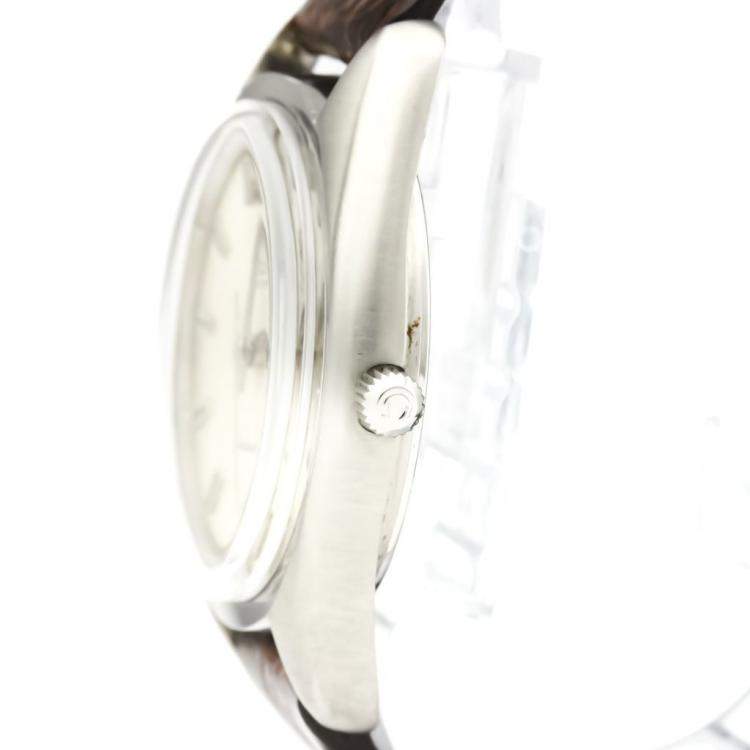 Pre Owned Omega Silver Stainless Steel Seamaster Date Cal 1012 Vintage Automatic 166.0167 Men's Wristwatch 36 MM