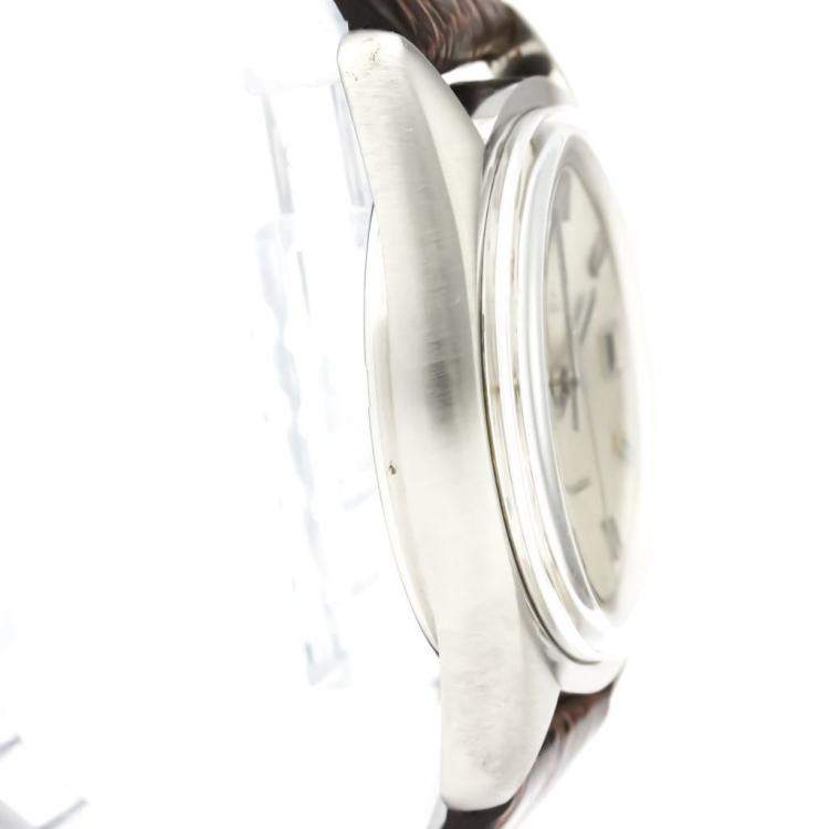 Pre Owned Omega Silver Stainless Steel Seamaster Date Cal 1012 Vintage Automatic 166.0167 Men's Wristwatch 36 MM