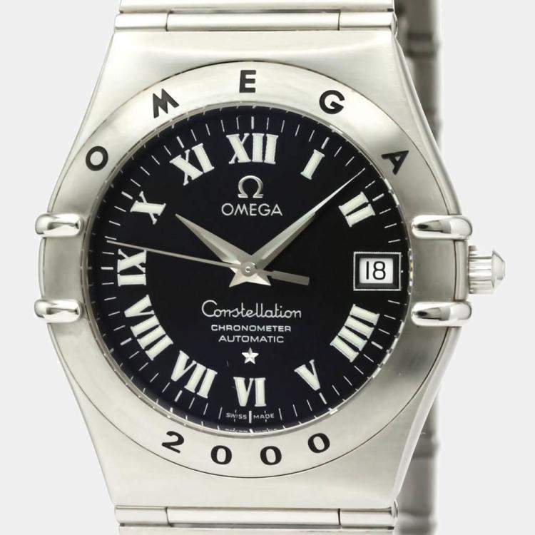 Pre Owned Omega Black Stainless Steel Constellation 2000 Year Limited Automatic 1504.50 Men's Wristwatch 35 MM