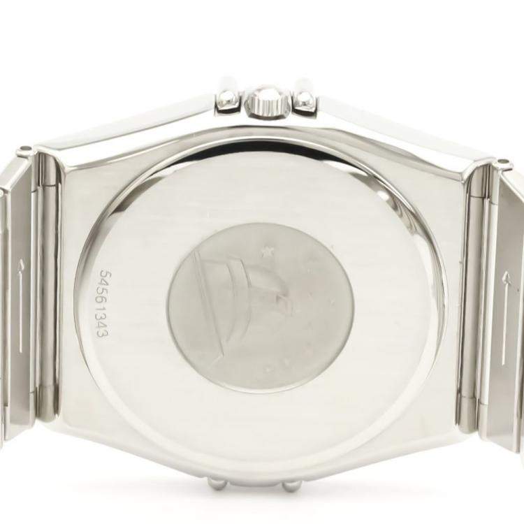 Pre Owned Omega Silver White Stainless Steel Constellation 396.1070 Women's Wristwatch 33 MM