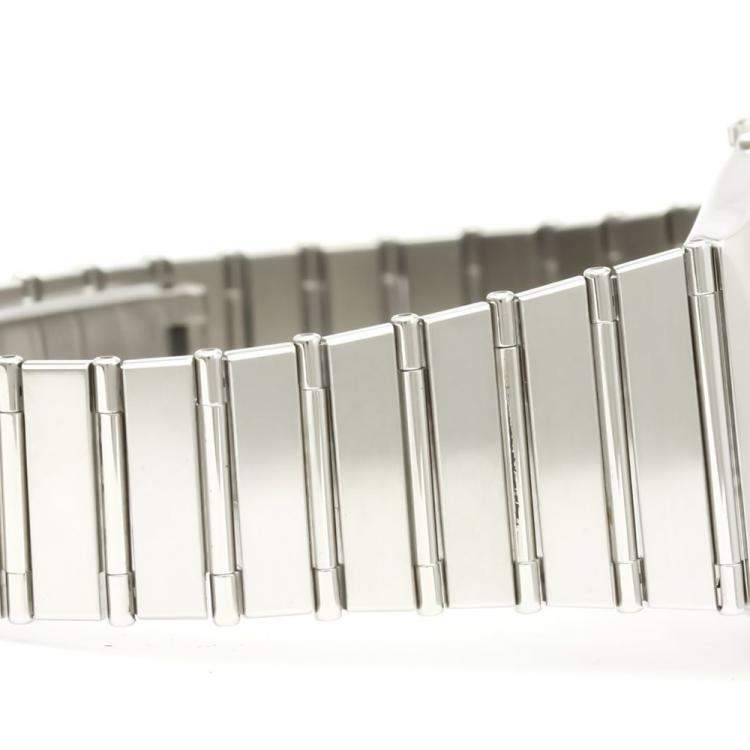 Pre Owned Omega Silver White Stainless Steel Constellation 396.1070 Women's Wristwatch 33 MM