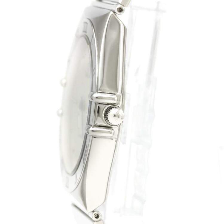 Pre Owned Omega Silver White Stainless Steel Constellation 396.1070 Women's Wristwatch 33 MM