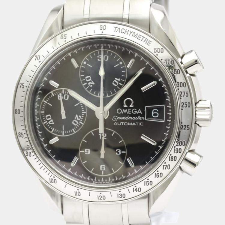 Pre Owned Omega Black Stainless Steel Speedmaster Date 3513.50 Automatic Men's Wristwatch 39 MM