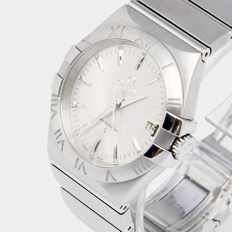 Pre Owned Omega Silver Stainless Steel Constellation 396.2010 Men's Wristwatch 35 mm